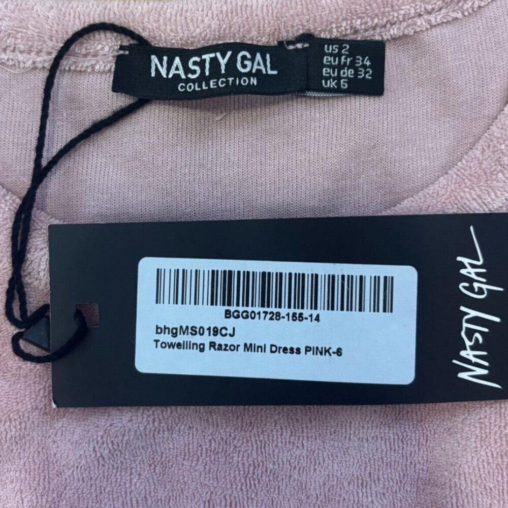 Nasty Gal Womens Towelling Razor Mini Dress Terry Pink Size 2 New with Tags - Picture 3 of 6